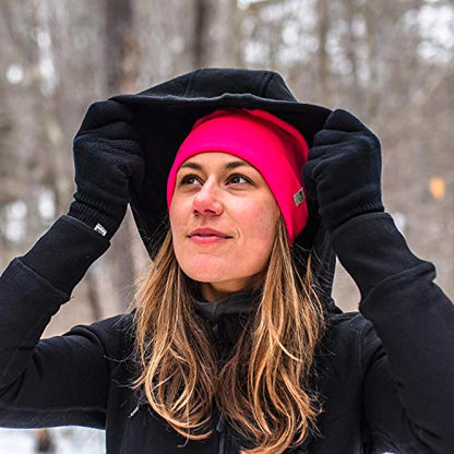 100% Merino Wool Cuff Beanie - Warm Winter Hat - Novelty Beanie - Toque - color: Blaze Pink