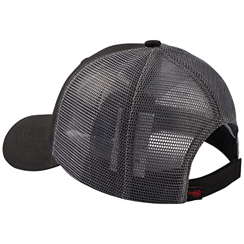 BASSDASH Altimate Fishing Hat Mesh Back for Men Women Adjustable Baseball Trucker Cap - color: Black/Fish Flag