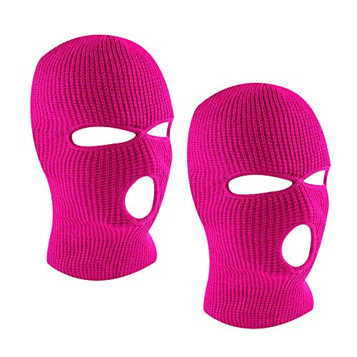 3-Hole Ski Face Mask Balaclava for Men and Women,Set of 2 - color: Rose Red