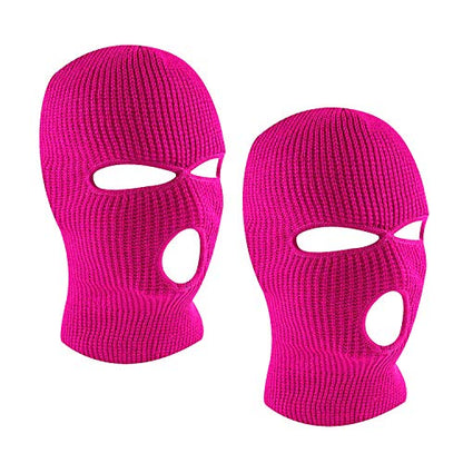 3-Hole Ski Face Mask Balaclava for Men and Women,Set of 2 - color: Rose Red