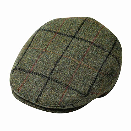 Men Wool Plaid Ivy Gatsby Newsboy Cap - color: Plaid Green, size: 7 5/8