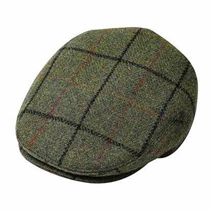 Men Wool Plaid Ivy Gatsby Newsboy Cap - color: Plaid Green, size: 7 7/8