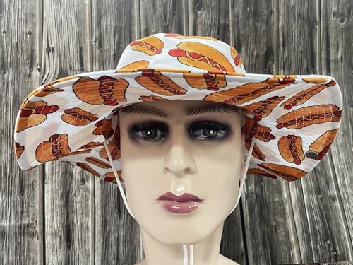Funny Sun Hat for Men Women Wide Brim Bucket Hat Hiking Boonie Hat Summer Beach Fishing Caps - color: Hot Dogs