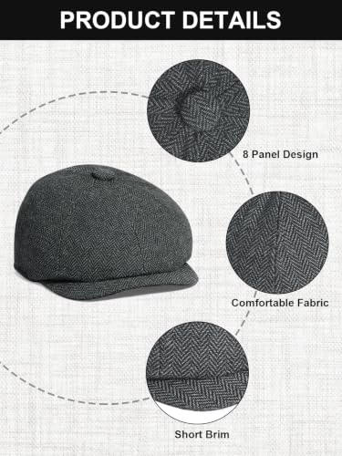 Senker Fashion 2 Pieces Newsboy Cap for Men - color: Dark Black Blue