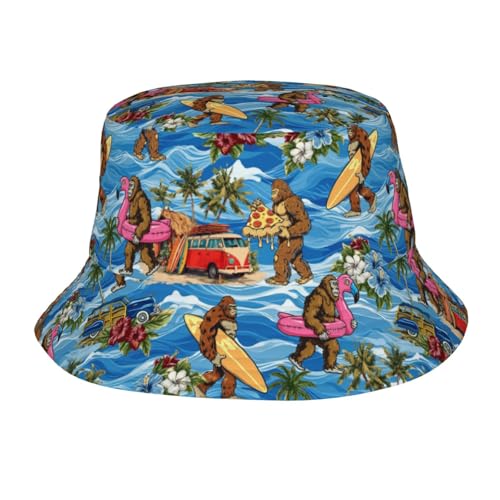 Bucket Hat for Men Women Packable Sun Hats Fisherman Outdoor Summer Travel Hiking Beach Caps - color: Beach Palm Tree