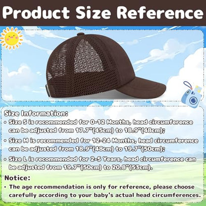 Olreco Baby Baseball Cap Toddler Baseball Hat with Mesh Infant Hat for Baby Boy Hats Toddler Ball Cap Kids Trucker Hats Girls - color: Coffee Brown, size: 0-12 Months