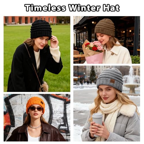 ZOORON Womens Winter Hat Slouchy Beanies for Women Cable Knit Beanie Hats - color: 1pack- Yellow