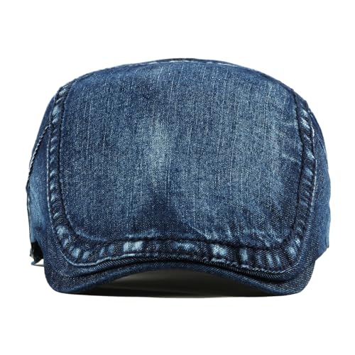 meioro Women Denim Newsboy Hat Cotton Flat Cap Ivy Gatsby Driving Hunting Gatsby Cabbie Denim Hats for Men - color: Dark Blue-a