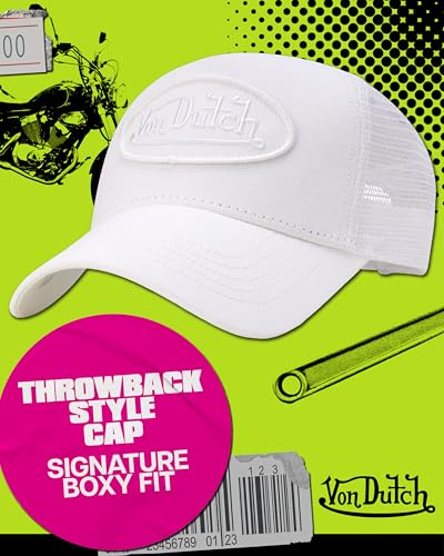 Von Dutch Unisex Trucker Hat, Colorblock, Mesh Back, Curved Bill, Snapback - color: Summit White