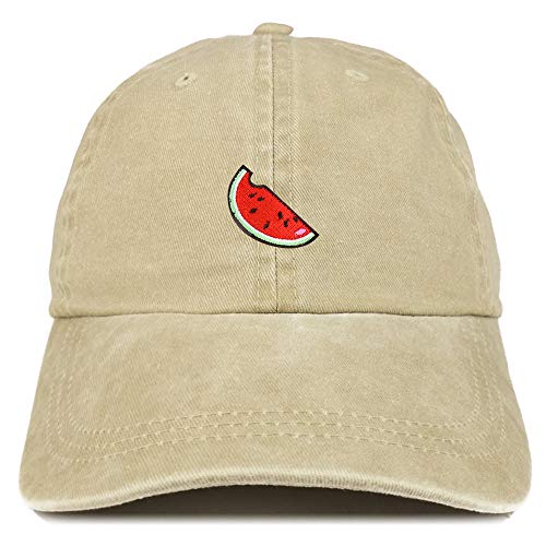Armycrew Watermelon Embroidered Patch Unstructured Cotton Washed Baseball Cap - color: Khaki