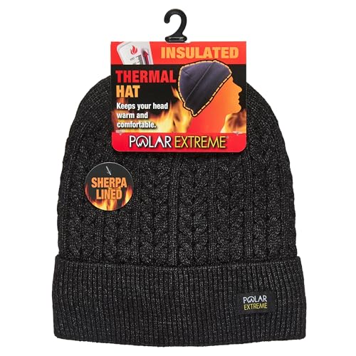 Polar Extreme Men's Sherpa-Lined Knit Winter Hat – Warm, Gift for Dad, Cold Weather - color: Charcoal Knit