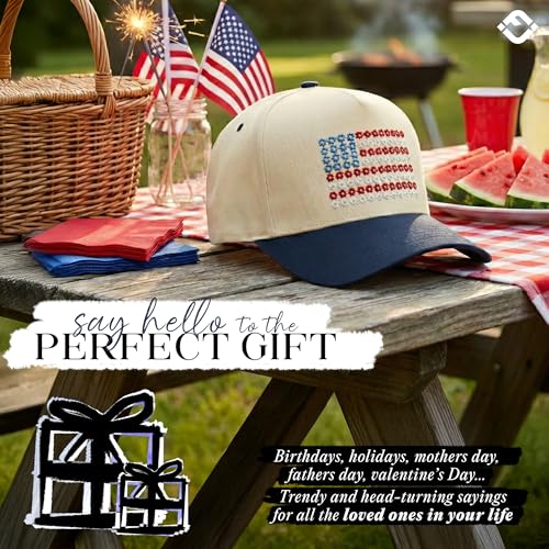 Funky Junque Adult Trucker Snapback Hat 2-Tone Baseball Cap - color: American Flag - Navy/Beige