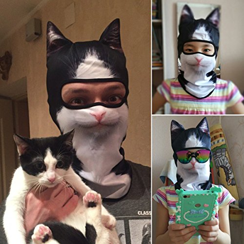 WTACTFUL 3D Animal Ears Balaclava, Breathable Face Mask for Halloween - color: # British Bicolor Cat Meb-18