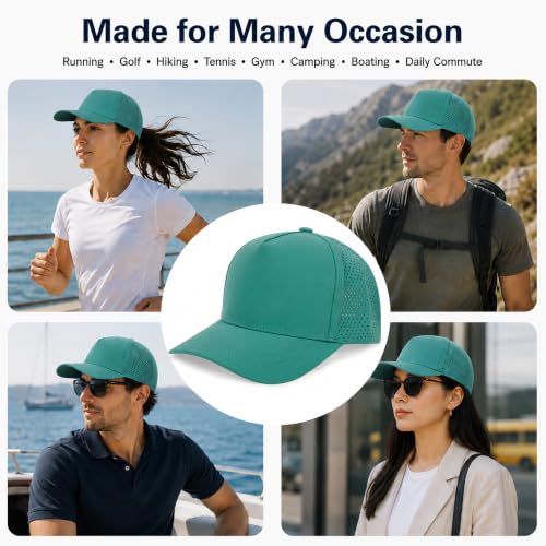 5 Panel Baseball Cap Quick Dry Mesh Snapback Hat for Women Men - color: Lakegreen
