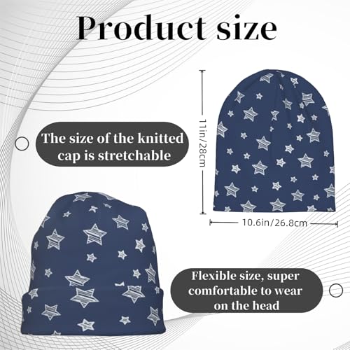 Unisex Stretch Knit Beanie Hat - color: Striped Stars