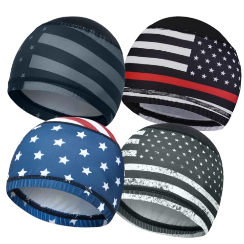 Cooling Skull Caps Helmet Liner Hard Hat Sweat Liner Motorcycle Cycling Cap - color: 4pcs Flag Style