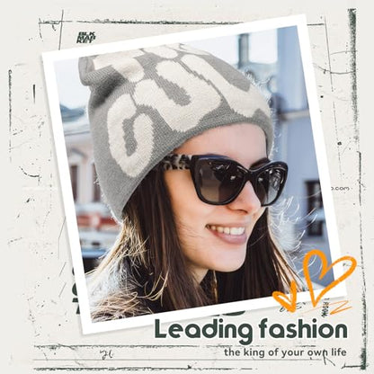 TaowaveWomen Beanie Y2k Hat,MEA Culpa Graphic Beanies Designs,Winter Hat Knit Skull Cap for Women - color: Blue Blue