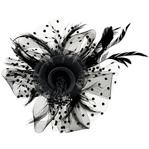 AQOKKA Women Fascinators Hats Flower Fascinators with Headband and Clip Tea Party Headwear for Women and Girls - color: 1 Pc 7" Diameter / Black