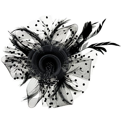 AQOKKA Women Fascinators Hats Flower Fascinators with Headband and Clip Tea Party Headwear for Women and Girls - color: 1 Pc 7" Diameter / Black