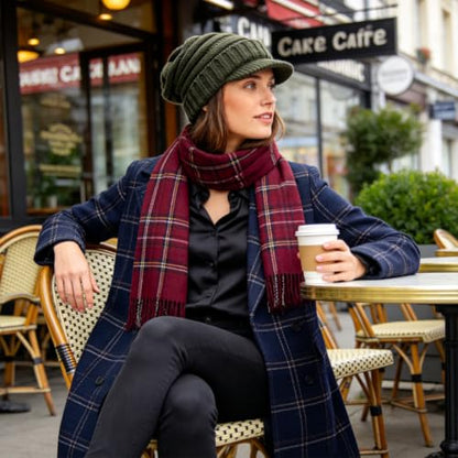 Ruphedy Mens Beanie with Brim Winter Hat Knitted Thick Fleece Visor Beanie - color: B320-green