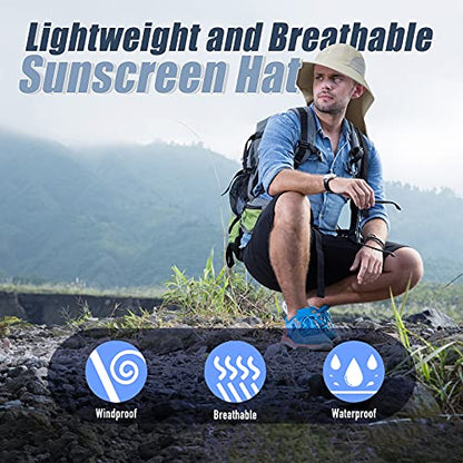 Outdoor Sun Hat for Men with 50+ UPF Protection Safari Cap Wide Brim Fishing Hat with Neck Flap, for Dad… - color: Light Grey