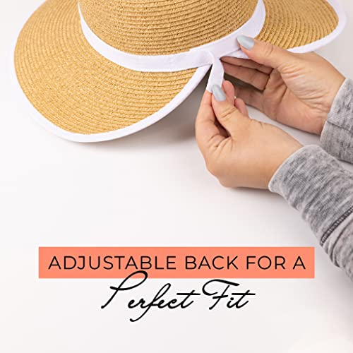 Sun 'N' Sand French Laundry Straw Sun Hats for Women - Backless, Foldable, and Packable Hat - Beach Hat for Women - 4" Brim - color: Orange