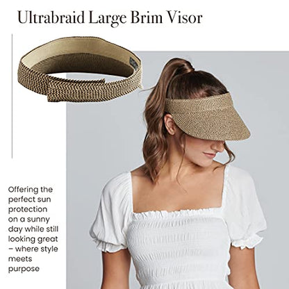 San Diego Hat Company Women's Mixed Braid Brim Visor with Velcro, Sun Hats for Women - color: Mixed Brown