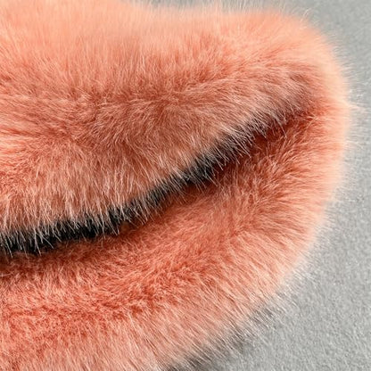 Dikoaina Faux Fur Bucket Hat for Women Girl – Oversized Brim, Super Soft & Fluffy Winter Hat - color: Brown