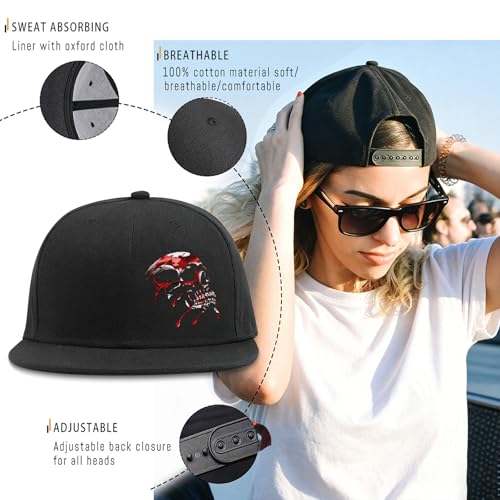 Pineapple Hat Flat Bill Baseball Hats for Men Fashion Black Baseball Cap for Women Adjustable Flat Brim Trucker Hat - color: Blood Splatter