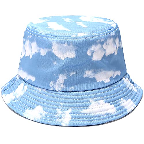 XYIYI Cute Bucket Hat Beach Fisherman Hats for Women Men Teen Girls - color: Cloud Blue
