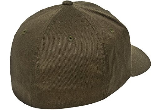 Flexfit Wooly Combed Twill Cap 6277 - color: Olive, size: 7 1/8-7 5/8