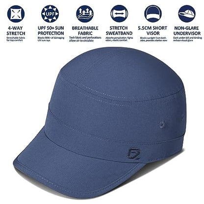 GADIEMKENSD Stretch Army Cap Cadet Military Hats Flat Top Baseball Cap Short Bill Breathable - color: Navy