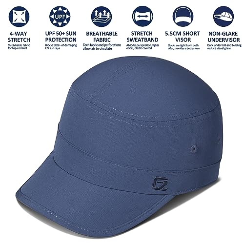 GADIEMKENSD Stretch Army Cap Cadet Military Hats Flat Top Baseball Cap Short Bill Breathable - color: Navy