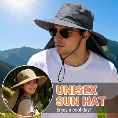 NPQQUAN Sun Hats for Men Women with Neck Flap UPF 50+ UV Protection - color: Lightgrey（neck Flap）
