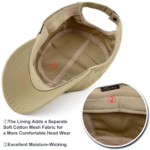 Loneshark Water Resistant Military Hat Quick Dry Cadet Cap Army Flat Top - color: Sport-logo-khaki