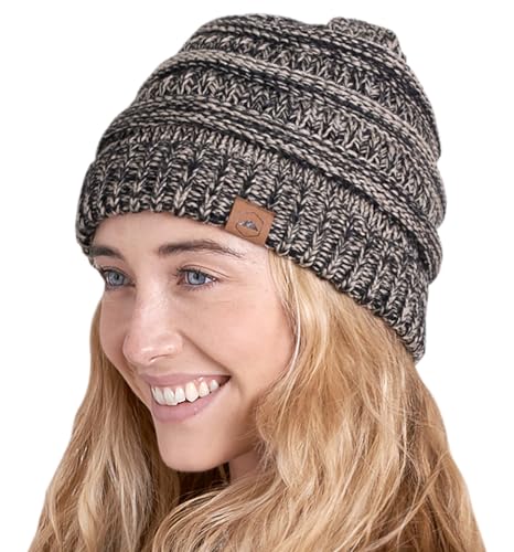 Tough Headwear Slouchy Beanie Hat - Itch-Free Winter Hats for Women - Stretchable Beanies for Women - Acrylic Winter Gear - color: Black Gold Mix