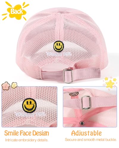SONMONY Toddler Hat Smile Face Kids Baseball Cap Adjustable Cute Hat 3-12Y - color: Mesh-pink