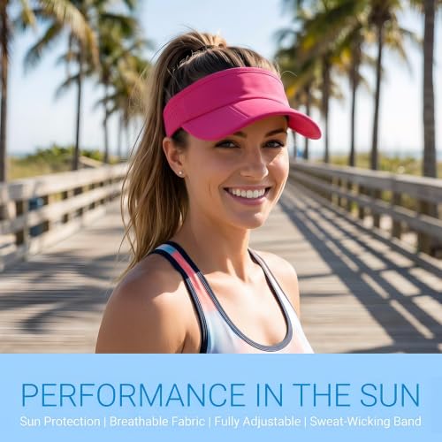 Sun Visors for Women Men Adjustable Folding Cap Running Golf Tennis - color: Rose