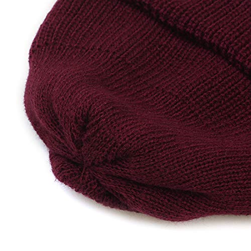 UNDERCONTROL Winter Trawler Fisherman Beanie Men Women Unisex Stylish Plain Docker Skull Hat Roll up Watch Cap Color Pack - color: Wine