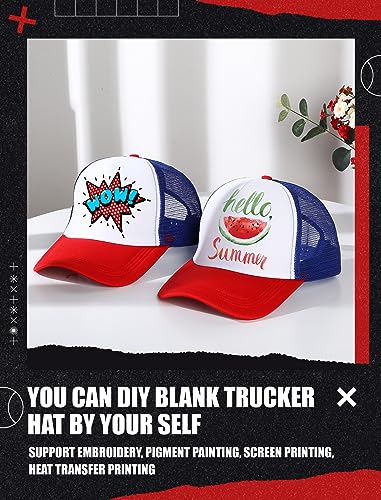 Tarpop 10 Pcs Sublimation Blank Trucker Hats Bulk - color: Red Blue White