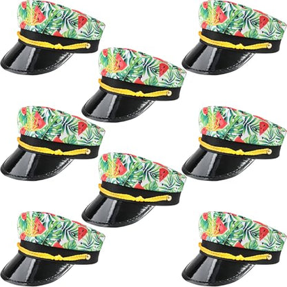 8 Pieces Captain Hats Adjustable White Sailors Navy Marine Admiral Caps for Yacht Theme Party Costume Accessory - color: Style 10