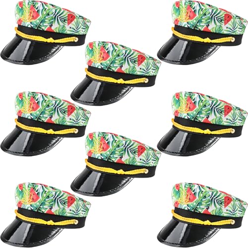 8 Pieces Captain Hats Adjustable White Sailors Navy Marine Admiral Caps for Yacht Theme Party Costume Accessory - color: Style 10