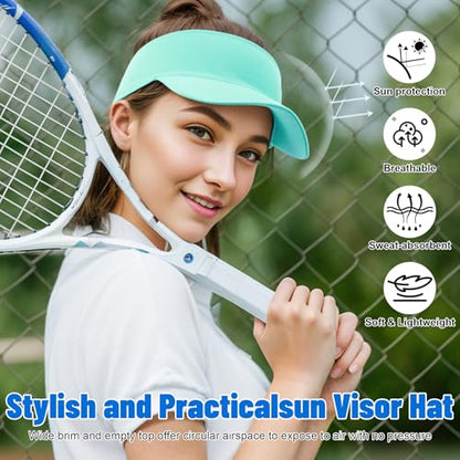 Sukeen Cooling Stretchy Sun Visor for Women Men UV Protection Cooling Hat - color: Macaron Blue