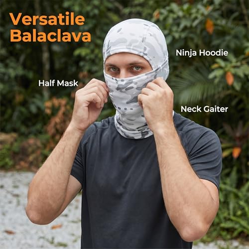 Balaclava Ski Mask 4 Pack Sun Protection Hood Full Head Cover for Men Women - color: Camo