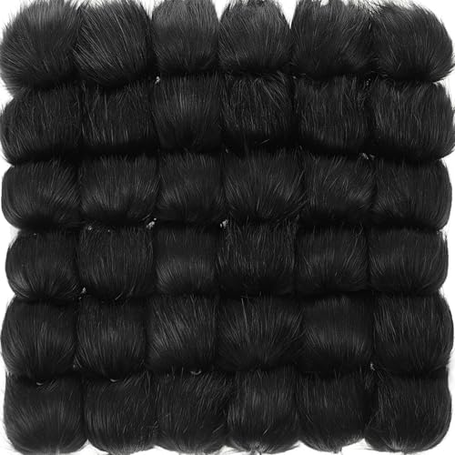 Tatuo 16 Pcs Faux Fur Pom Poms for Hats, Black - color: Black