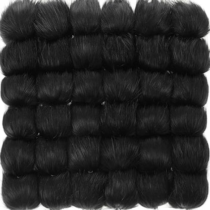 Tatuo 16 Pcs Faux Fur Pom Poms for Hats, Black - color: Black