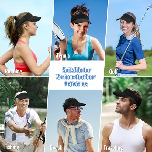 Foldable Sports Sun Visor Hat - Adjustable Running Golf Tennis Cap with Mesh&Reflective Design, Quick Drying for Men & Women - color: Black/Non-reflective