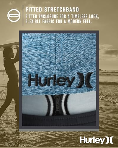 Hurley Mens Baseball Cap, H2O-Dri Stretch Fitted Hat with Curved Bill - color: Valerian Blue, size: Large-X-Large