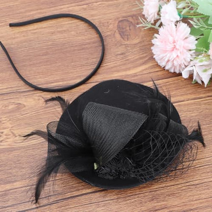 Fascinator Hat Tea Party Accessories Wedding Headwear for Girls and Women - color: Black