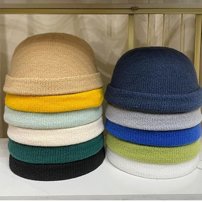 Croogo Beanie Docker Cap Rolled Cuff Brimless Hat Worker Sailor Skullcap - color: Ct49-khaki